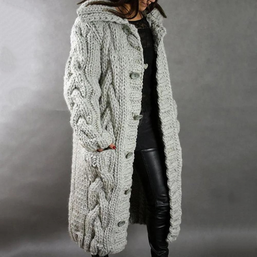 Jennifer Cardigan Tricot Long Pour Femme Hiver Chaleureux Amawinc Style Intemporel