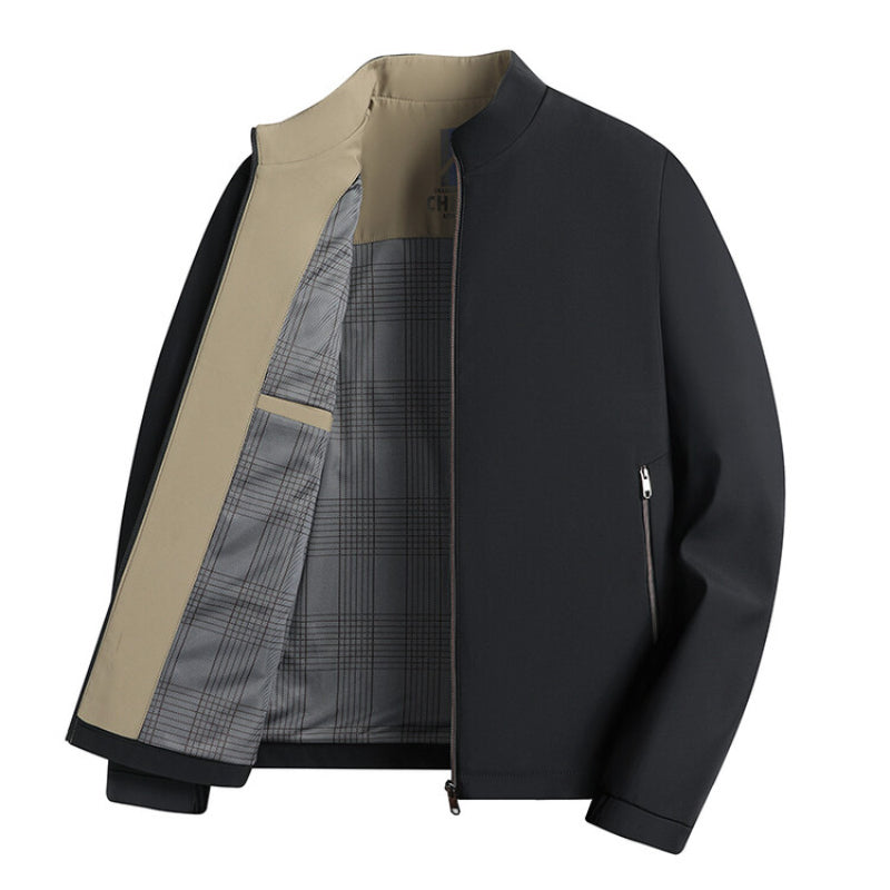 Veste Homme Col Montant Imperméable Au Vent Pour Automne Hiver Avec Fermeture Éclair Coupe Décontractée Pour Trajets
