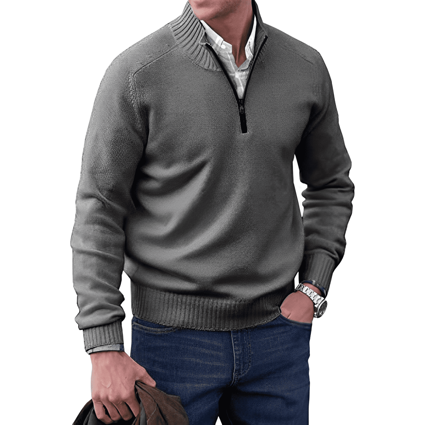 Pull Homme Demi Zip En Maille Evan Pour Superposition Chaude Confort Quotidien Amawinc