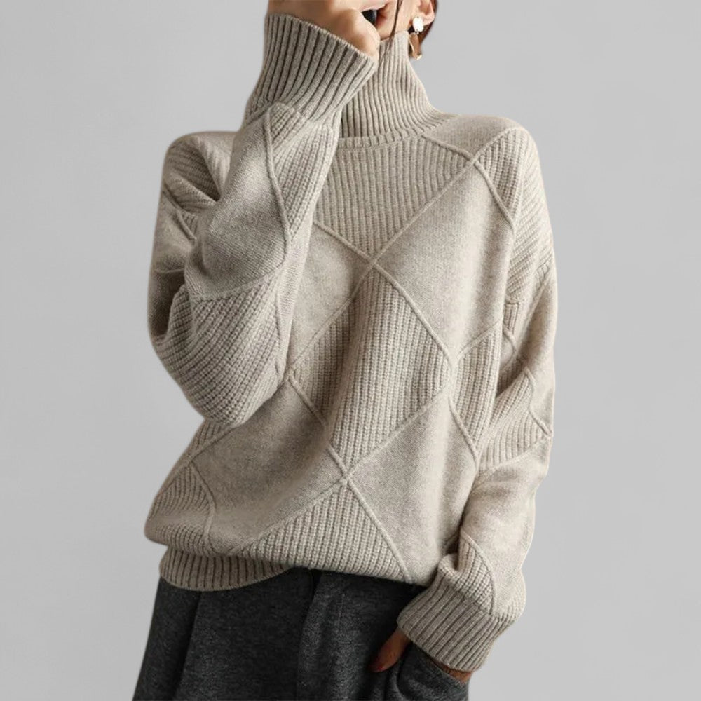 Rebecca Pull Col Roulé Oversize Femme Motifs Hivernaux Chaud Et Confortable Pour Un Style Décontracté Et Doux Toucher