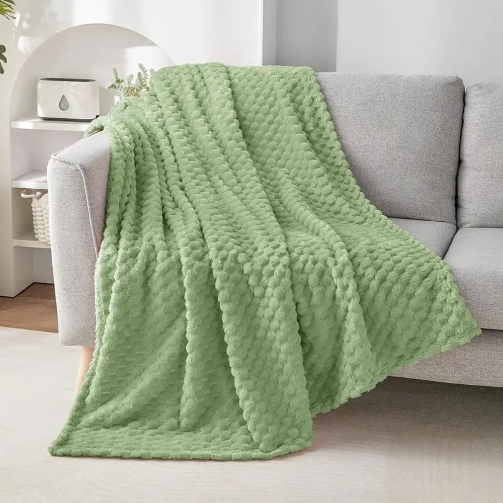 Couverture Polaire Moderne Avec Motif Boules Texturées Pour Canapé Ou Lit Douce Et Confortable