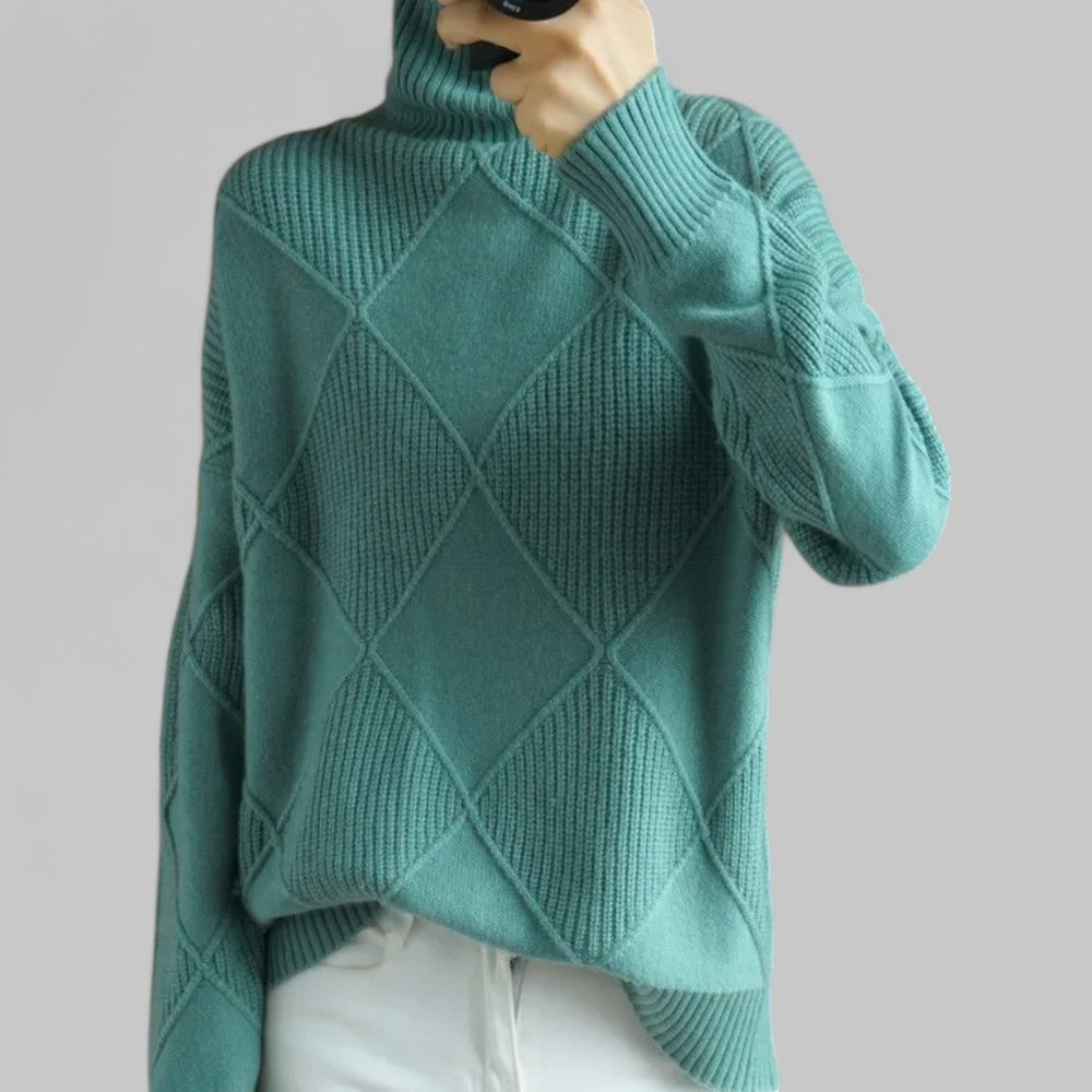 Rebecca Pull Col Roulé Oversize Femme Motifs Hivernaux Chaud Et Confortable Pour Un Style Décontracté Et Doux Toucher