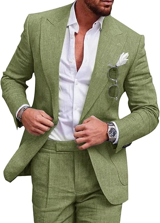 Amawinc Costume Homme Slim Fit Beige Léger Respirant À Simple Boutonnage Flair Nordique Élégant