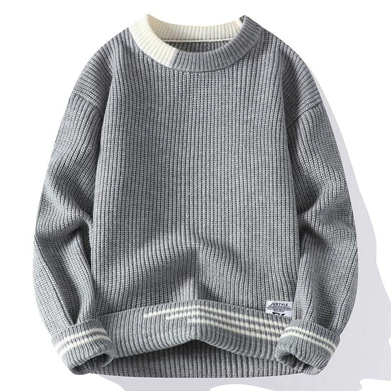 Pull En Maille Bloc De Couleurs Col Rond Confortable Pour Automne Hiver Idéal Style Décontracté Chic Et Superposition