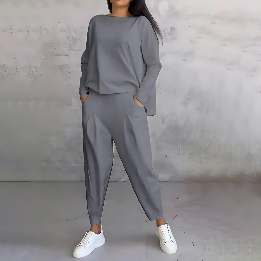 Maya Ensemble Décontracté Pour Femme Haut Fluide À Manches Longues Et Pantalon Fuselé Coupe Moderne Pour Détente Voyage