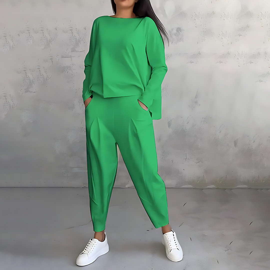 Maya Ensemble Décontracté Pour Femme Haut Fluide À Manches Longues Et Pantalon Fuselé Coupe Moderne Pour Détente Voyage