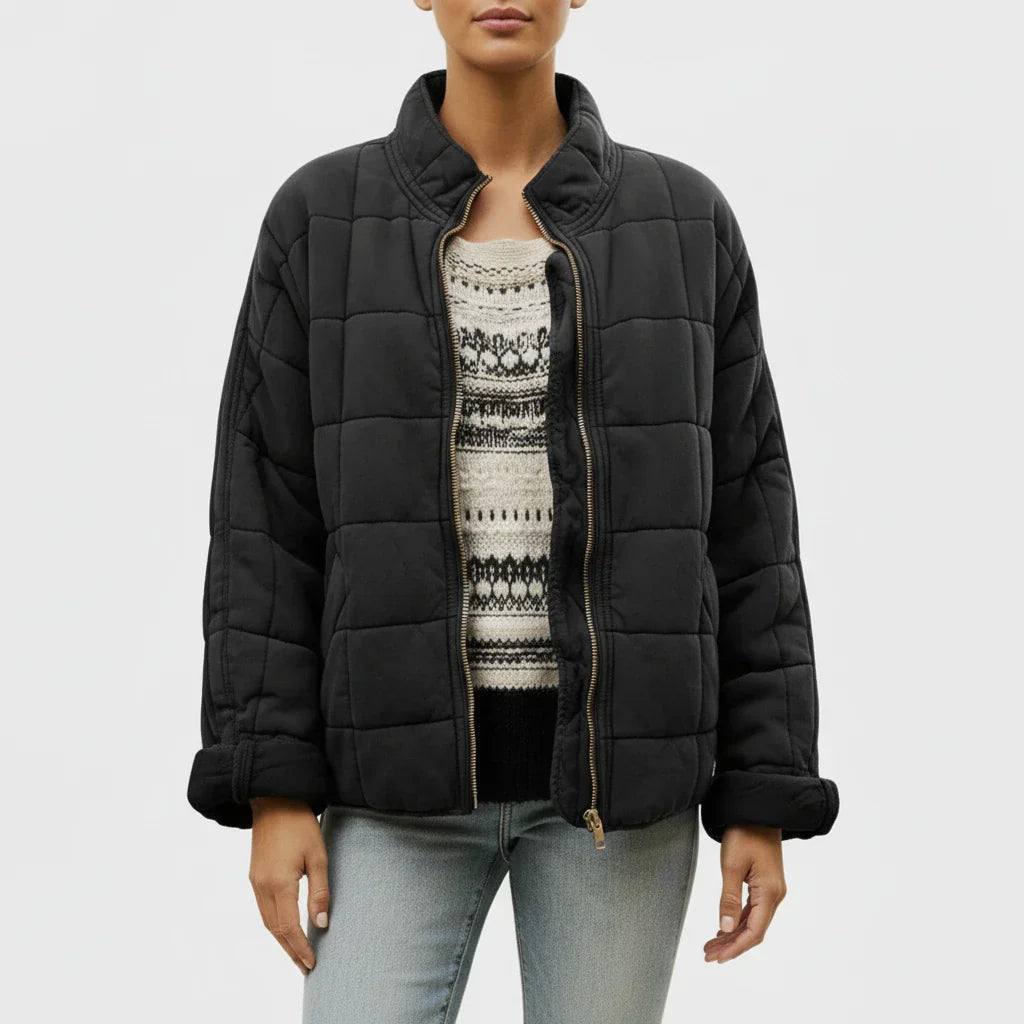 Veste Bomber Matelassée Pour Femme Col Montant Avec Zip Devant Idéale Pour Transitions Climatiques Et Tenues Polyvalentes
