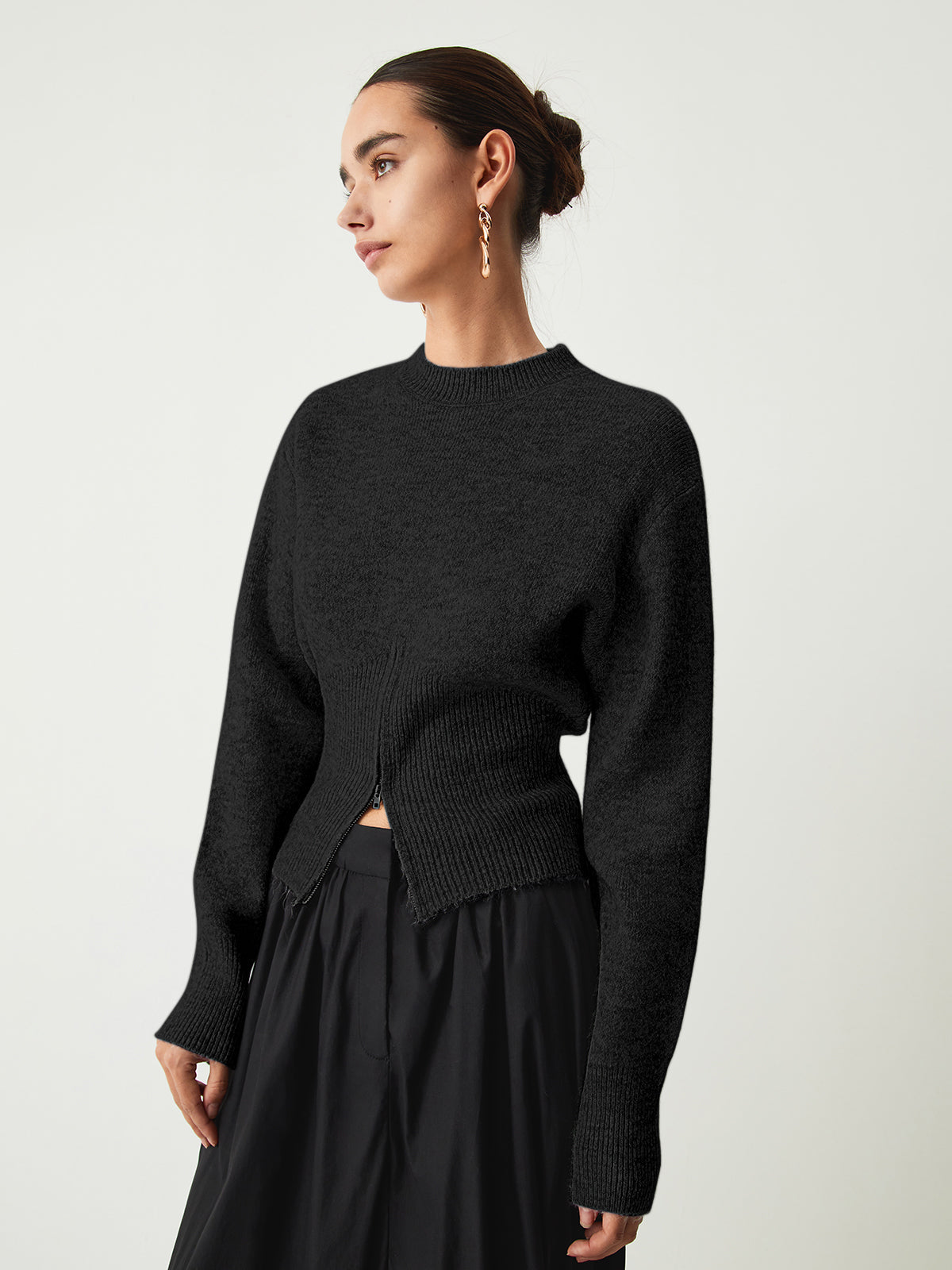 Pull Zippé Demi Fermeture Éclair Pelucheux Polyamide Pour Loisirs Casual Confort Haute Élasticité