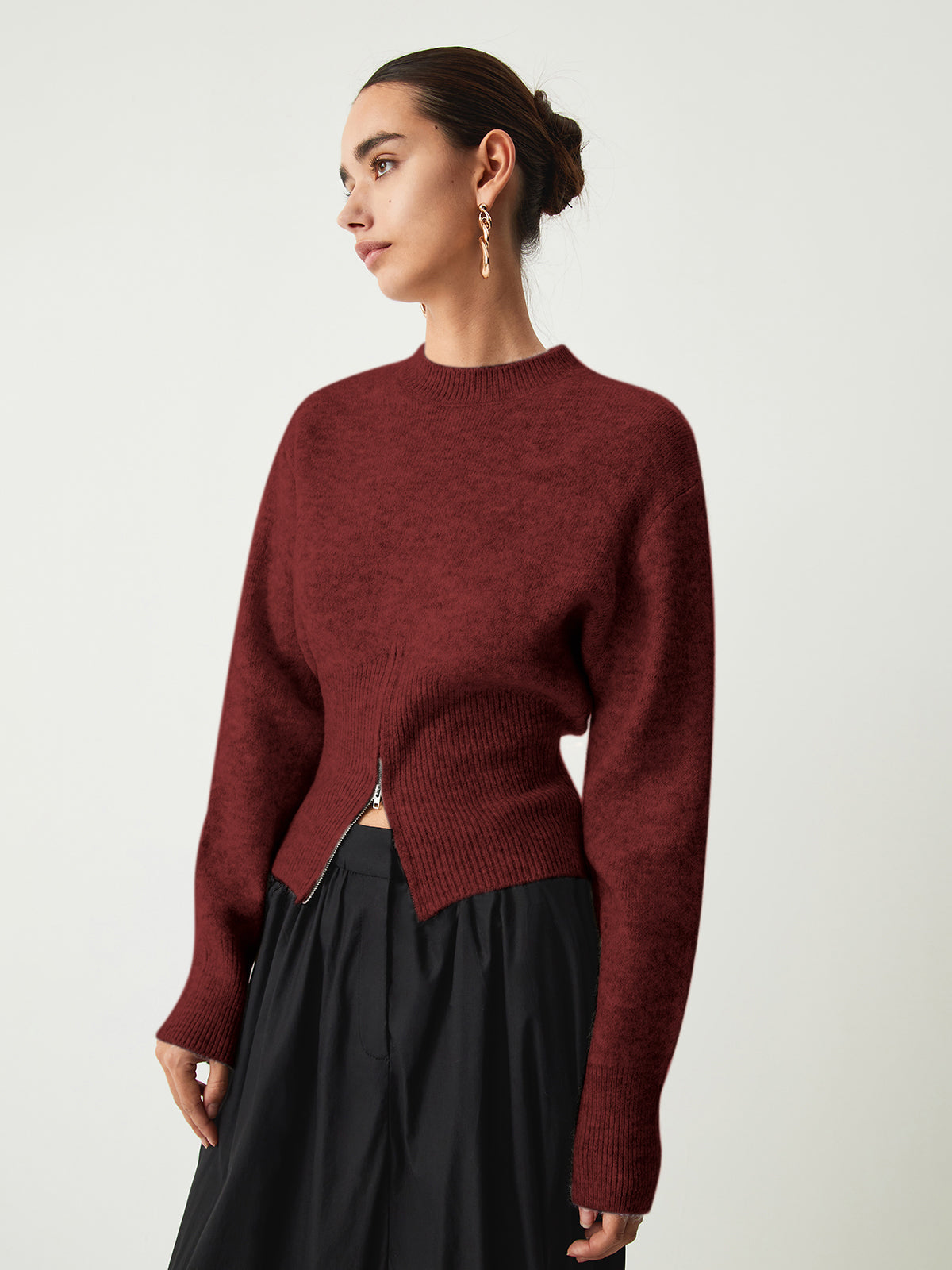 Pull Zippé Demi Fermeture Éclair Pelucheux Polyamide Pour Loisirs Casual Confort Haute Élasticité