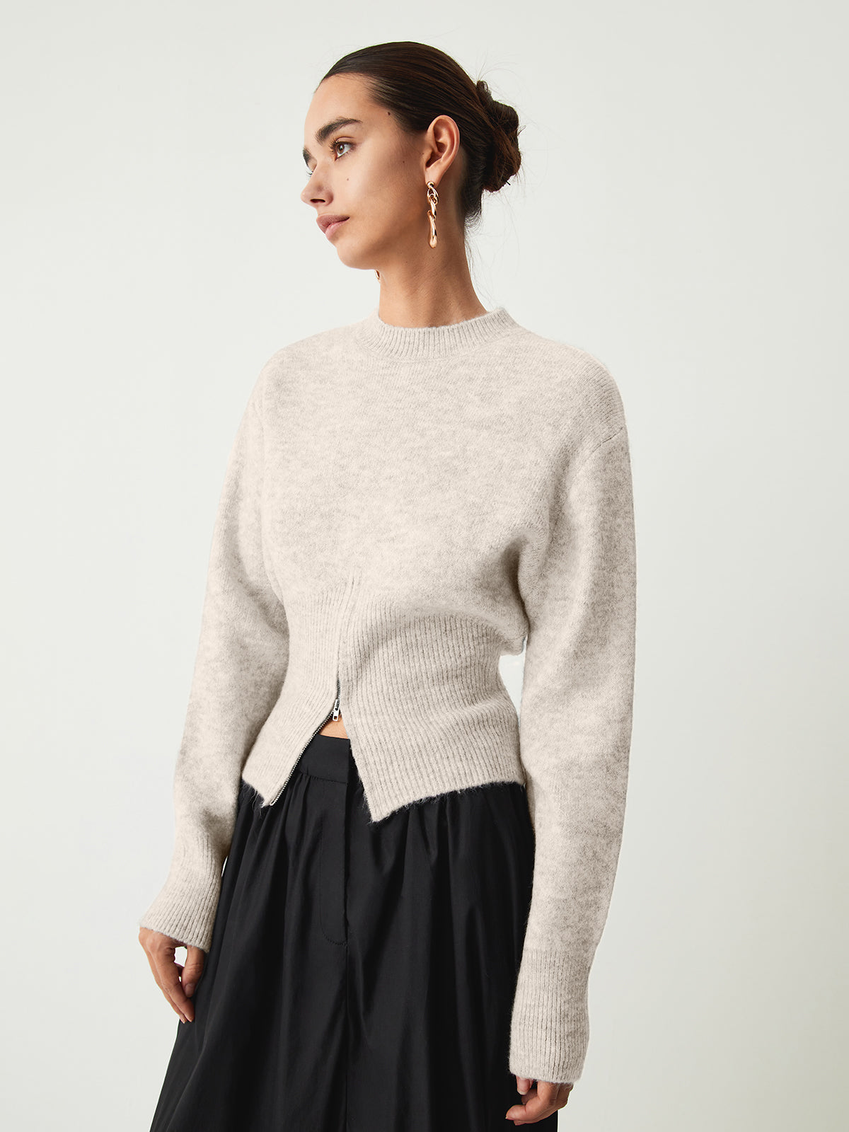 Pull Zippé Demi Fermeture Éclair Pelucheux Polyamide Pour Loisirs Casual Confort Haute Élasticité
