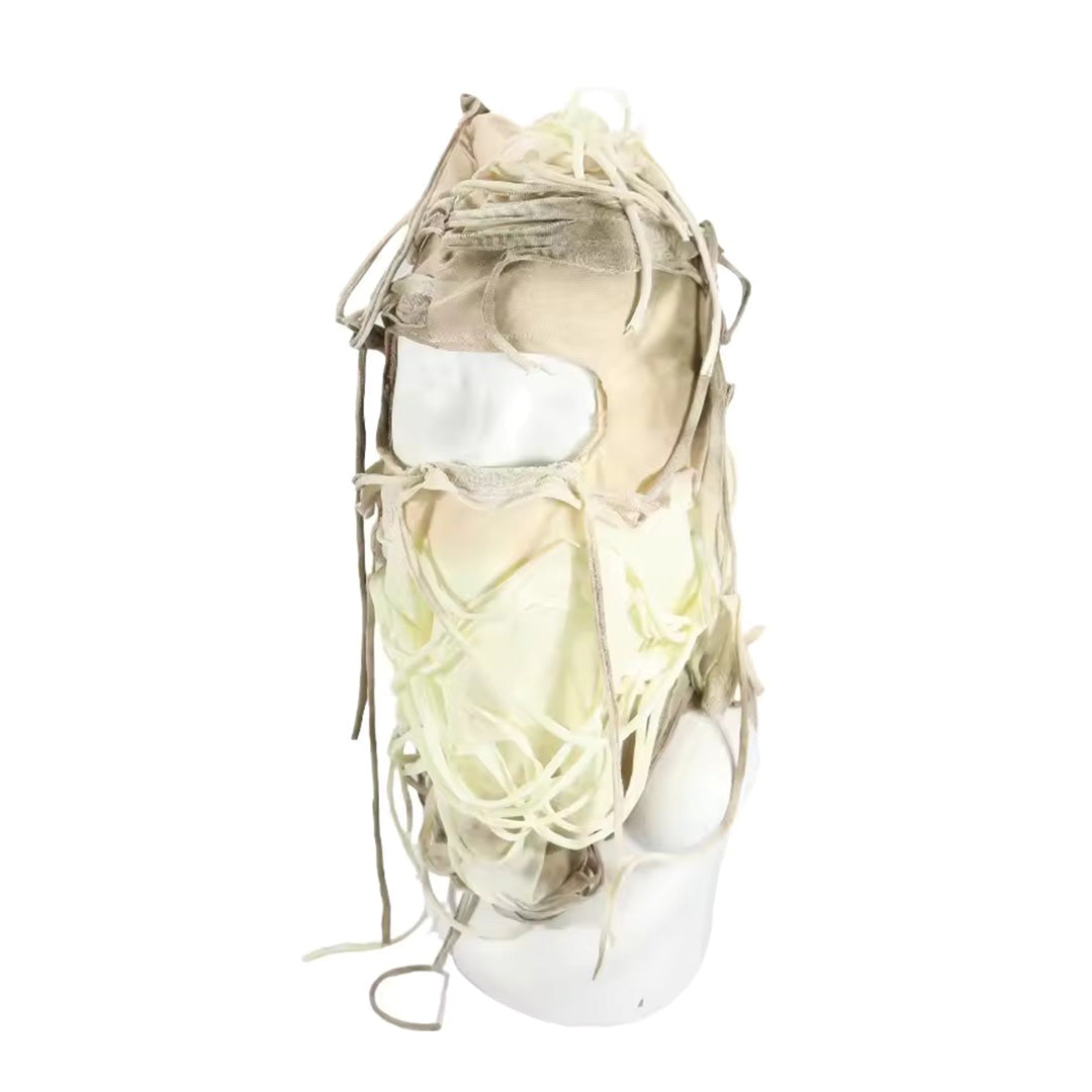 Capuche Shadowform Dystopique En Coton Avec Franges Torsadées Et Silhouette Multicouche Taille Unique