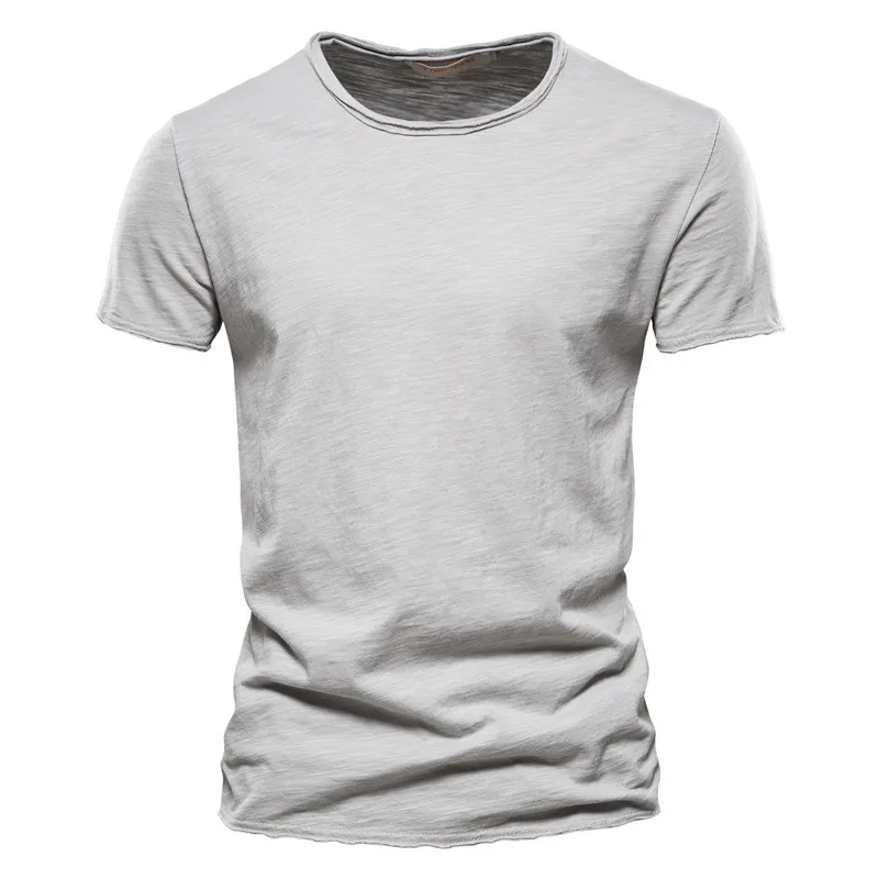 Amawinc T Shirt Homme Slim Fit Col Ras Du Cou Manches Courtes Coton Mélangé Respirible Pour Quotidien
