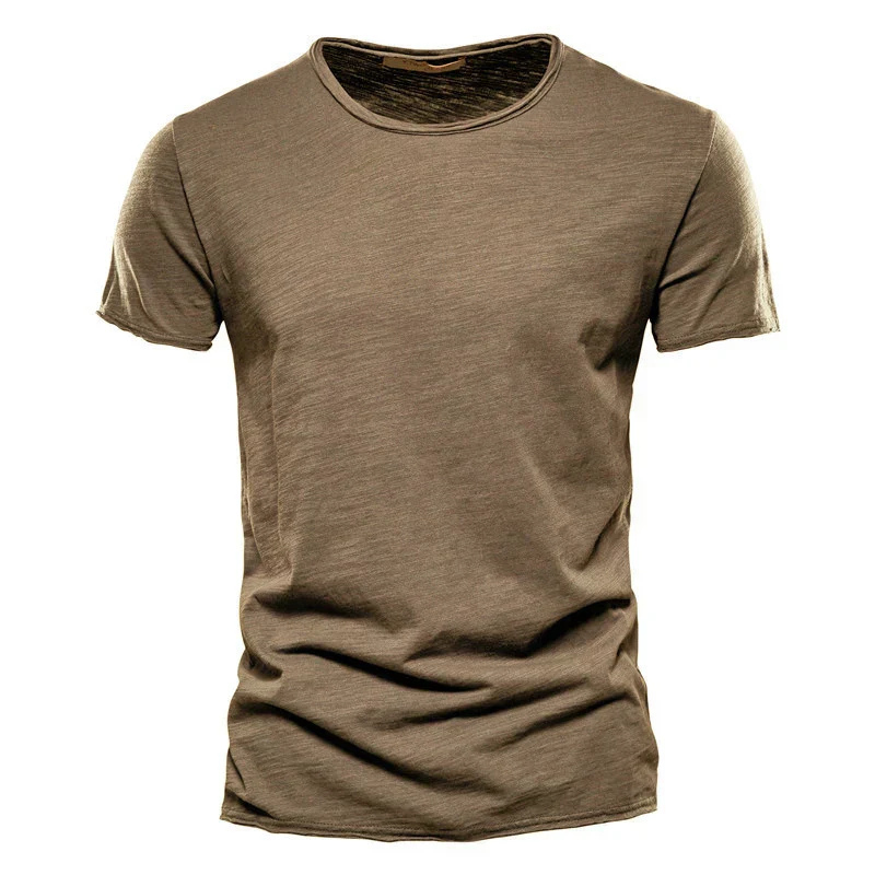 Amawinc T Shirt Homme Slim Fit Col Ras Du Cou Manches Courtes Coton Mélangé Respirible Pour Quotidien