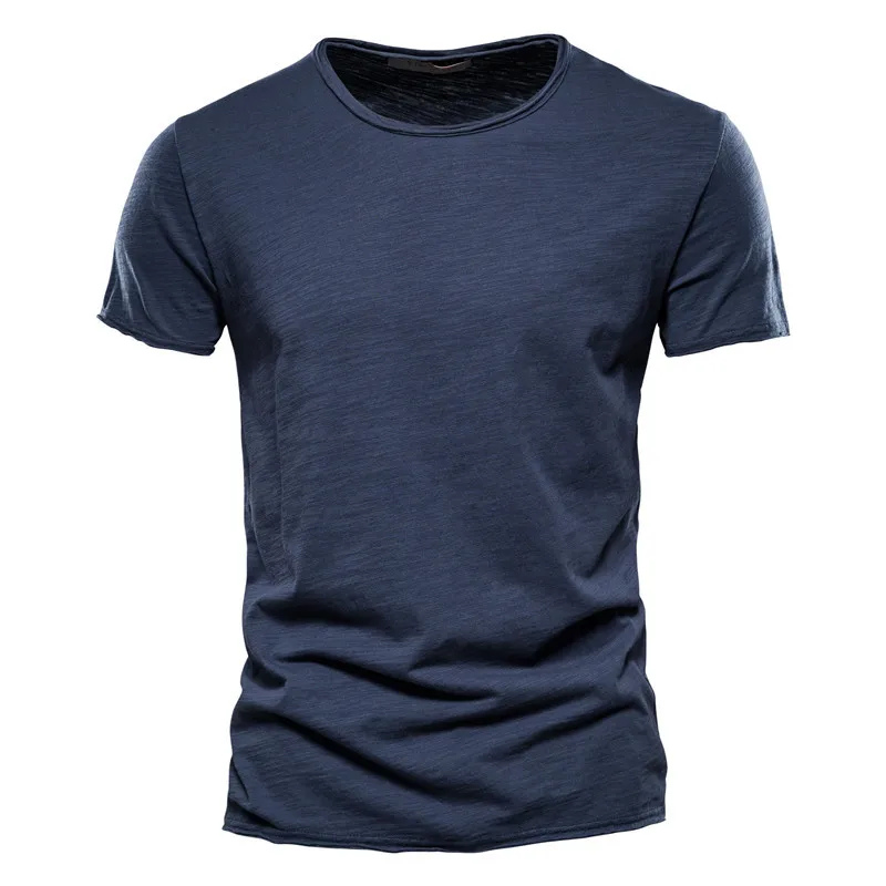 Amawinc T Shirt Homme Slim Fit Col Ras Du Cou Manches Courtes Coton Mélangé Respirible Pour Quotidien