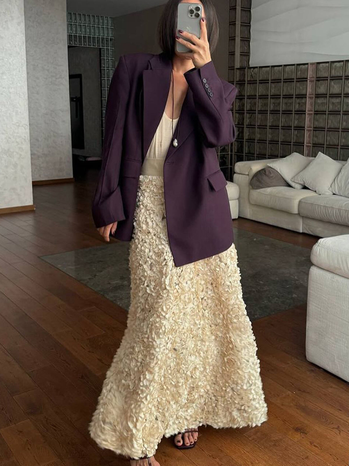 Jupe Maxi Taille Haute Avec Rosettes En Jacquard Par Amawinc Pour Femme Élégante Idéale Pour Soirée Romantique