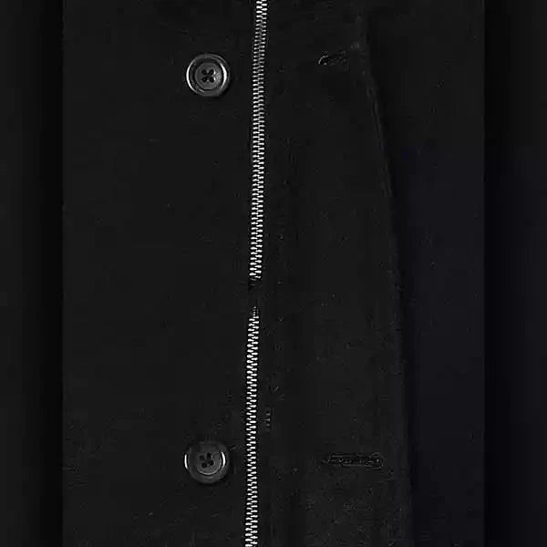 Manteau En Laine Noire Pour Homme Amawinc Col Debout Boutons Devant Pour Hiver Élégant Et Chaud