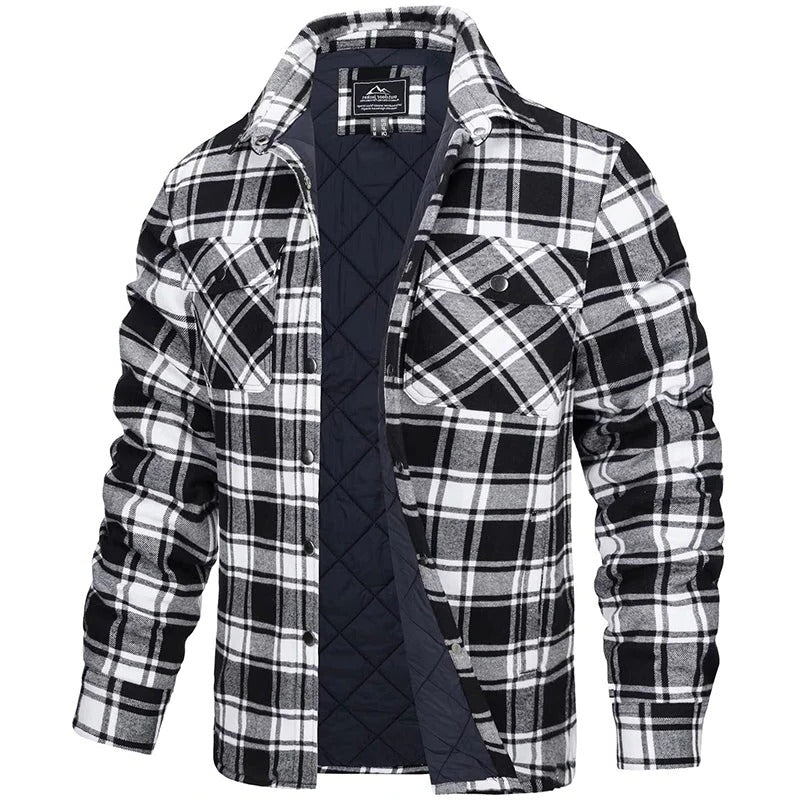 Veste Flanelle À Carreaux Bleus Pour Homme Boutonnée À Manches Longues Avec Deux Poches Poitrine Pour Temps Froid