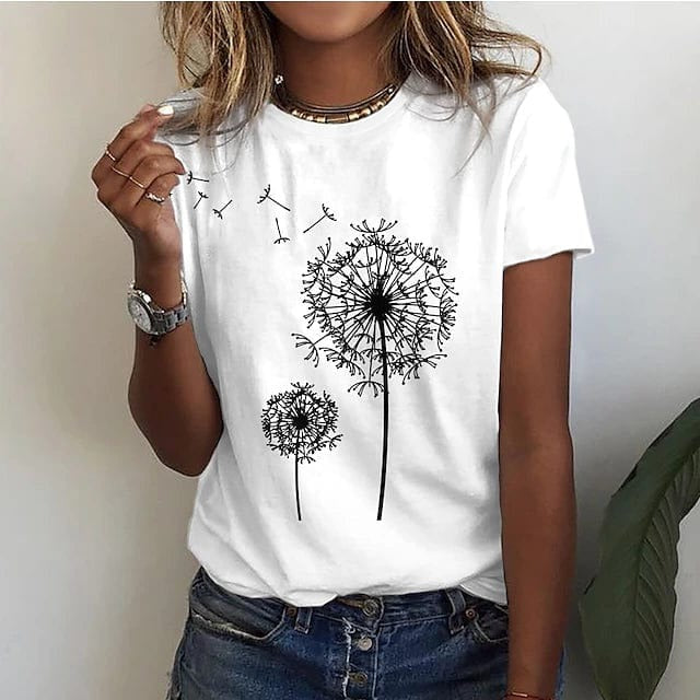 Chemise Imprimée Pissenlit Avec Détail Visuel Et Coupe Délicate Pour Tenue Quotidienne