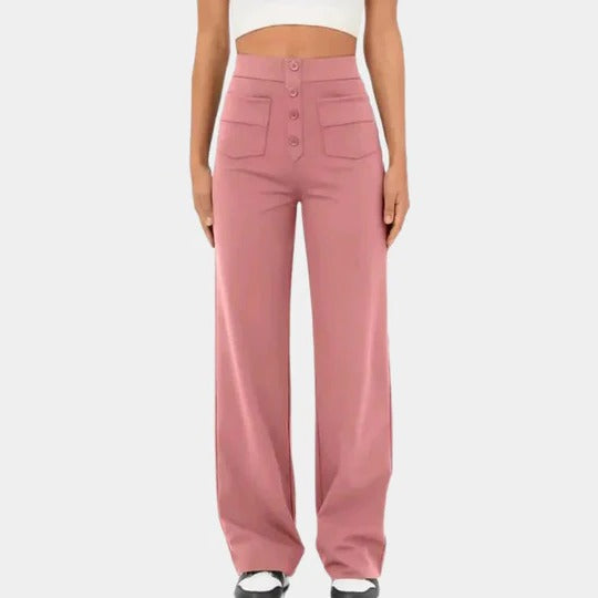 Pantalon Femme Taille Haute À Coupe Droite Longueur Pleine Pour Structure Sereine Et Confort Au Quotidien