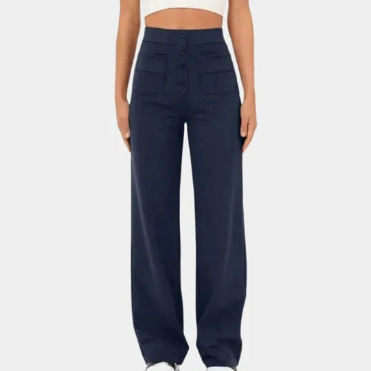 Pantalon Femme Taille Haute À Coupe Droite Longueur Pleine Pour Structure Sereine Et Confort Au Quotidien