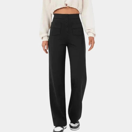 Pantalon Femme Taille Haute À Coupe Droite Longueur Pleine Pour Structure Sereine Et Confort Au Quotidien