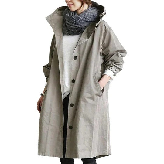 Imperméable Longue Pour Femme Résistant À L Eau Avec Silhouette Droite Et Cordon Ajustable Pour Tous Les Temps Pluvieux