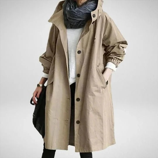 Imperméable Longue Pour Femme Résistant À L Eau Avec Silhouette Droite Et Cordon Ajustable Pour Tous Les Temps Pluvieux