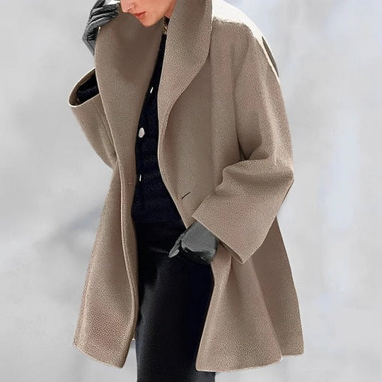 Manteau D'Hiver Wrap Longueur Standard Avec Ceinture Doublure Complète Poches Obliques Silhouette Ligne A