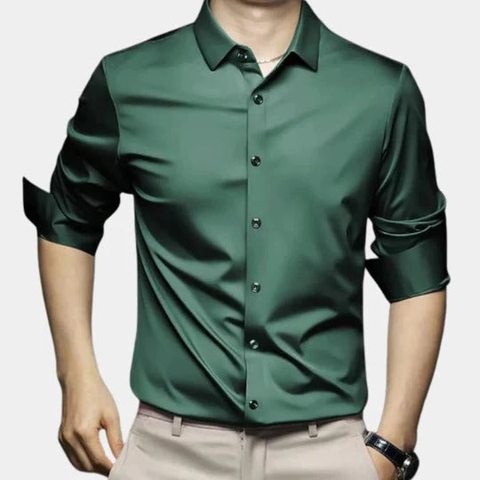 Chemise Homme Sans Pli Thermique À Manches Longues Coupe Structurée Pour Temps Froid Semi Formelle