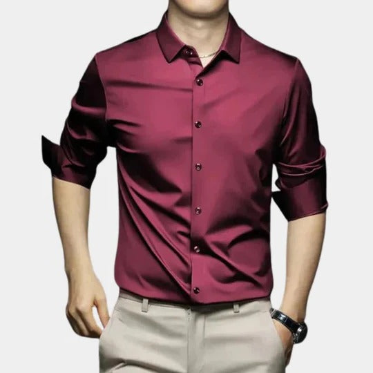 Chemise Homme Sans Pli Thermique À Manches Longues Coupe Structurée Pour Temps Froid Semi Formelle