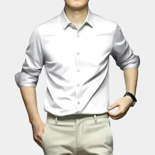 Chemise Homme Sans Pli Thermique À Manches Longues Coupe Structurée Pour Temps Froid Semi Formelle