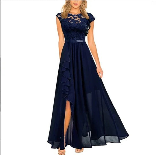 Robe Maxi Élégante Pour Femmes Amawinc Corsage Dentelle Et Jupe À Couches Fluide Pour Cérémonies Et Soirées