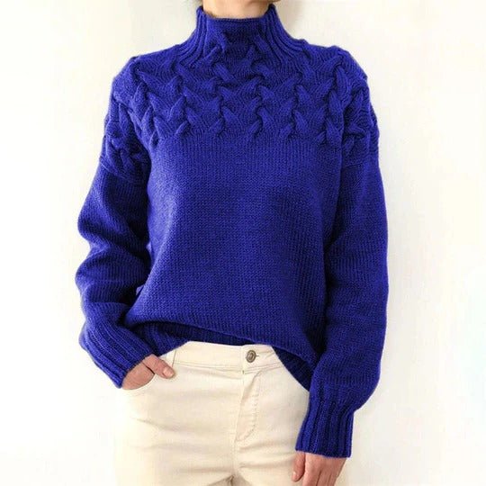 Pull Col Roulé Long En Maille Pour Femmes Silhouette Décontractée Chaud Pour Hiver Et Automne