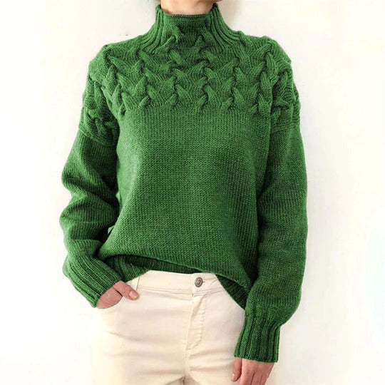 Pull Col Roulé Long En Maille Pour Femmes Silhouette Décontractée Chaud Pour Hiver Et Automne