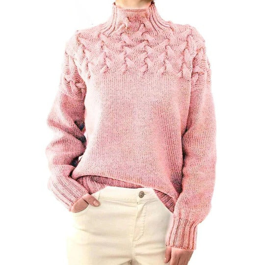 Pull Col Roulé Long En Maille Pour Femmes Silhouette Décontractée Chaud Pour Hiver Et Automne