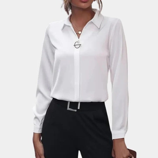 Chemisier Femme Couleur Unie Manches Longues Coupe Tailleur Pour Décontracté Et Semi Formel