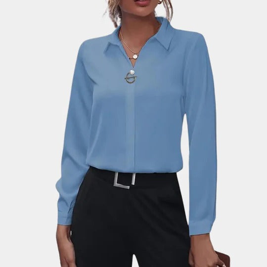 Chemisier Femme Couleur Unie Manches Longues Coupe Tailleur Pour Décontracté Et Semi Formel
