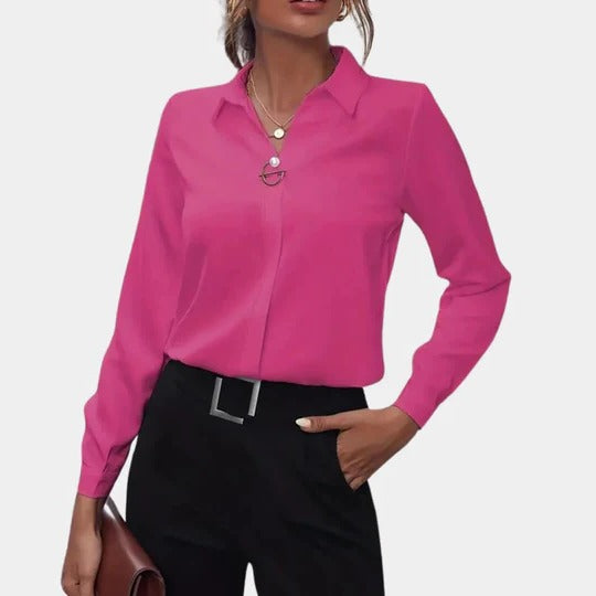 Chemisier Femme Couleur Unie Manches Longues Coupe Tailleur Pour Décontracté Et Semi Formel