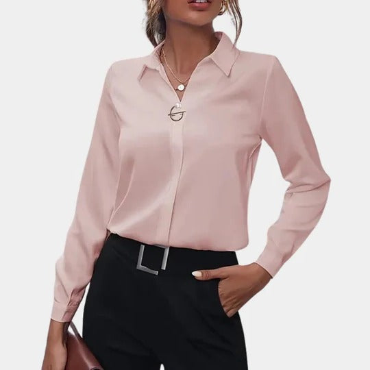 Chemisier Femme Couleur Unie Manches Longues Coupe Tailleur Pour Décontracté Et Semi Formel