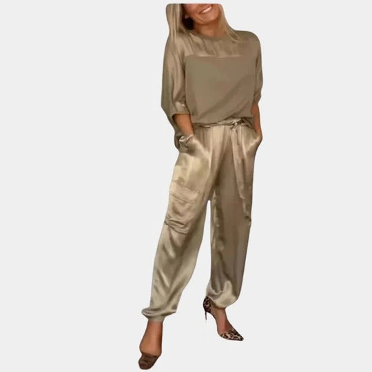 Ensemble Deux Pièces Pour Femmes Avec Pull Manche Longue Et Pantalon Décontracté Multicolore