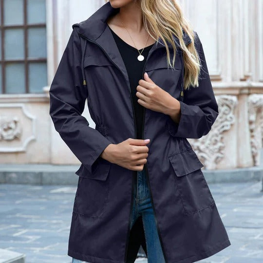 Manteau Trench Long Femme Fermeture Éclair Zippée, Coupe Structurée pour Toute Année