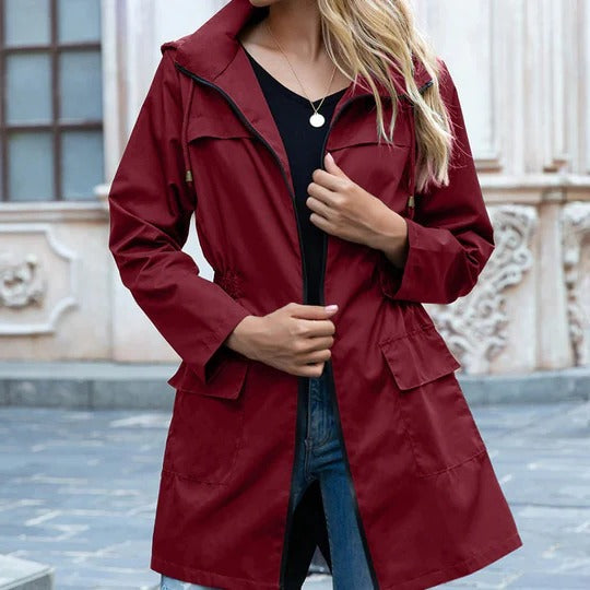 Manteau Trench Long Femme Fermeture Éclair Zippée, Coupe Structurée pour Toute Année