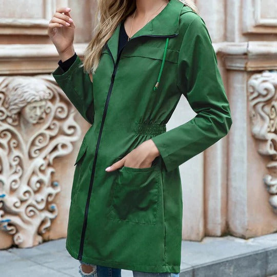 Manteau Trench Long Femme Fermeture Éclair Zippée, Coupe Structurée pour Toute Année