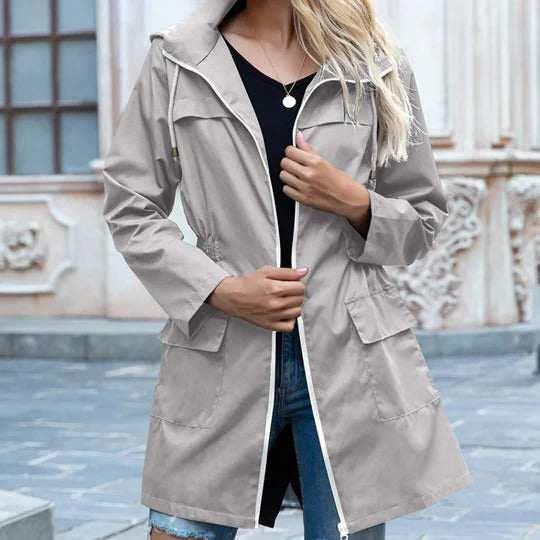 Manteau Trench Long Femme Fermeture Éclair Zippée, Coupe Structurée pour Toute Année
