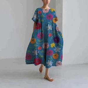 Robe Imprimée Florale Amawinc Été Décontractée À Coupe Légère Pour Tous Les Jours