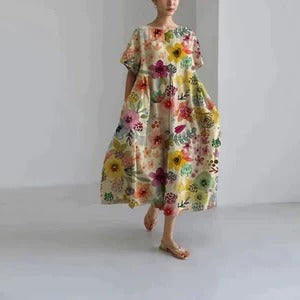 Robe Imprimée Florale Amawinc Été Décontractée À Coupe Légère Pour Tous Les Jours