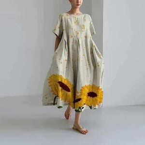 Robe Imprimée Florale Amawinc Été Décontractée À Coupe Légère Pour Tous Les Jours