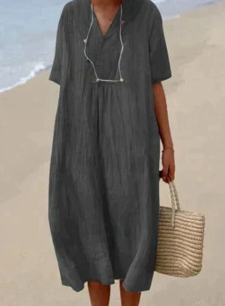 Robe à Coupe Décontractée Légère pour Femme Amawinc Encolure en V Estivale et Confortable