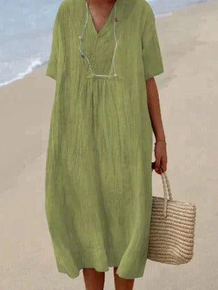 Robe à Coupe Décontractée Légère pour Femme Amawinc Encolure en V Estivale et Confortable