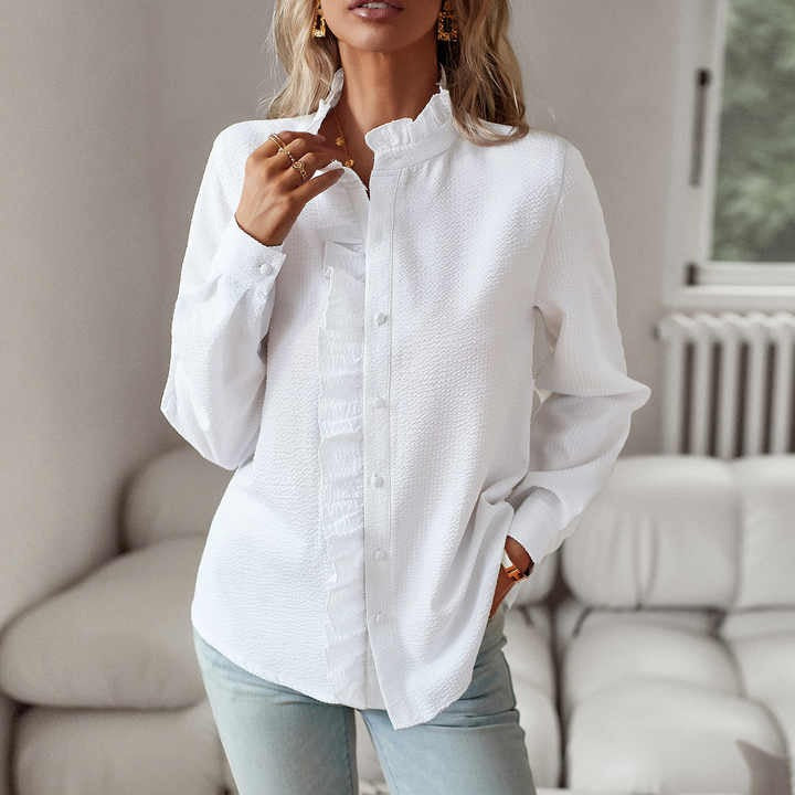 Blouse À Manches Longues Rayée Mi-Longue Coupe Normale Pour Printemps Été Décontractée En Plein Air